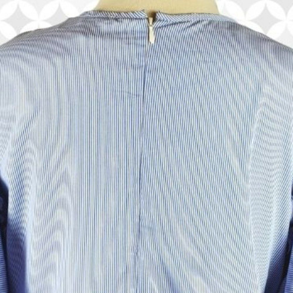 dRA Los Angeles blue & white pin striped wide ruffled bell sleeved blouse Sz M - Picture 8 of 10